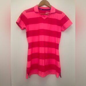Nike Women's Dri-FIT striped golf polo shirt.